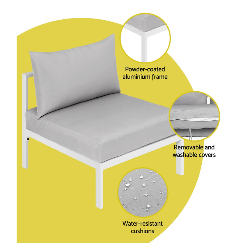 Airlie 4 Seat Aluminium Outdoor Sofa and Table Set White