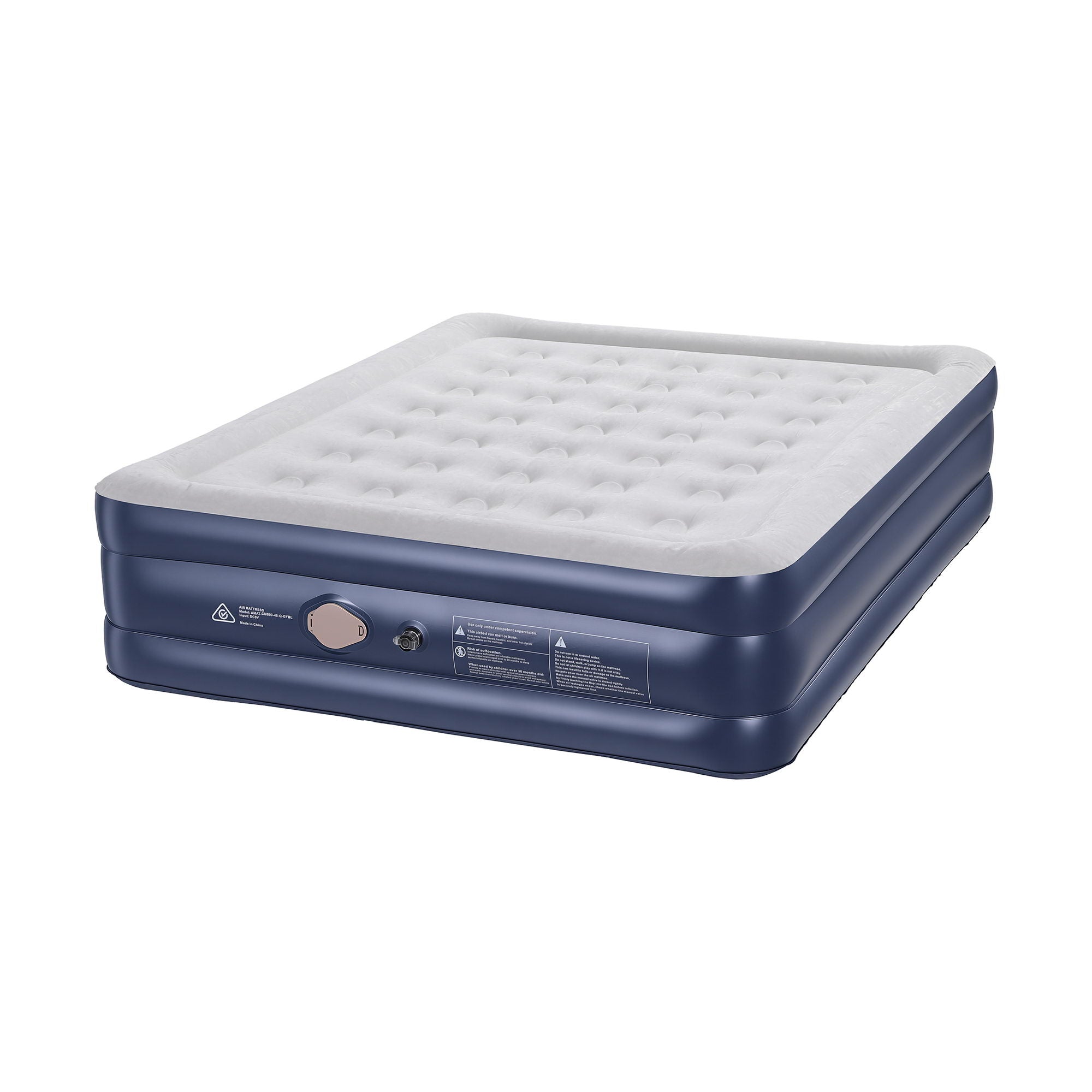Queen Inflatable Air Mattress 46cm High with USB Pump - Blue