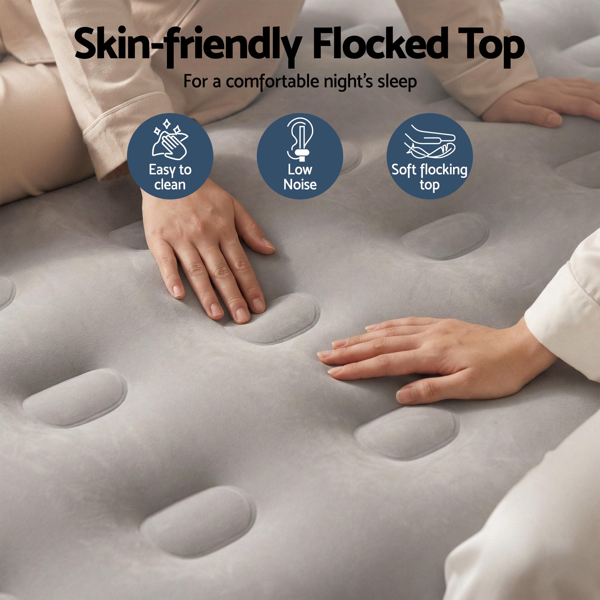 Queen Inflatable Air Mattress 46cm High with USB Pump - Blue