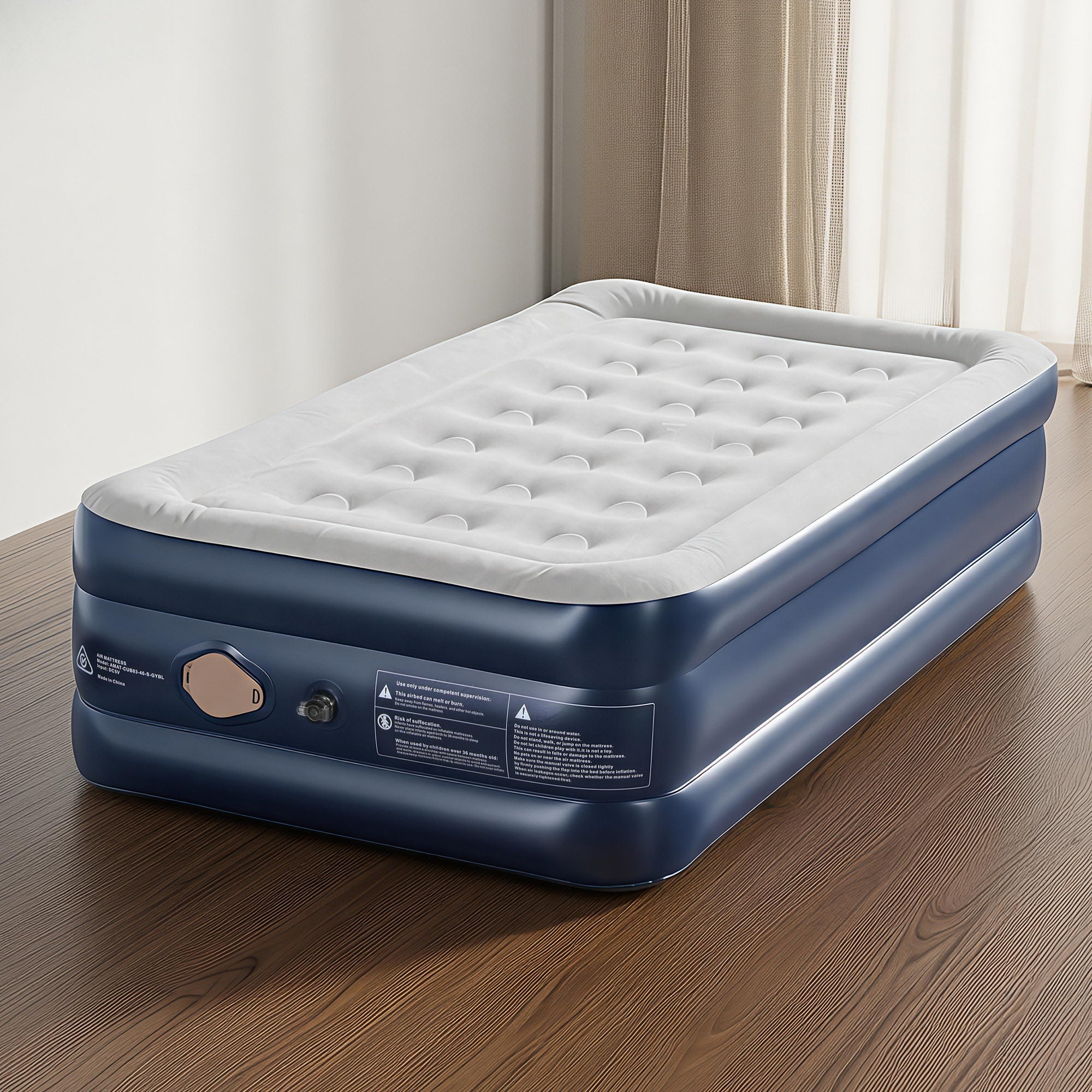 Single Inflatable Air Mattress Bed 46cm Cube - Blue
