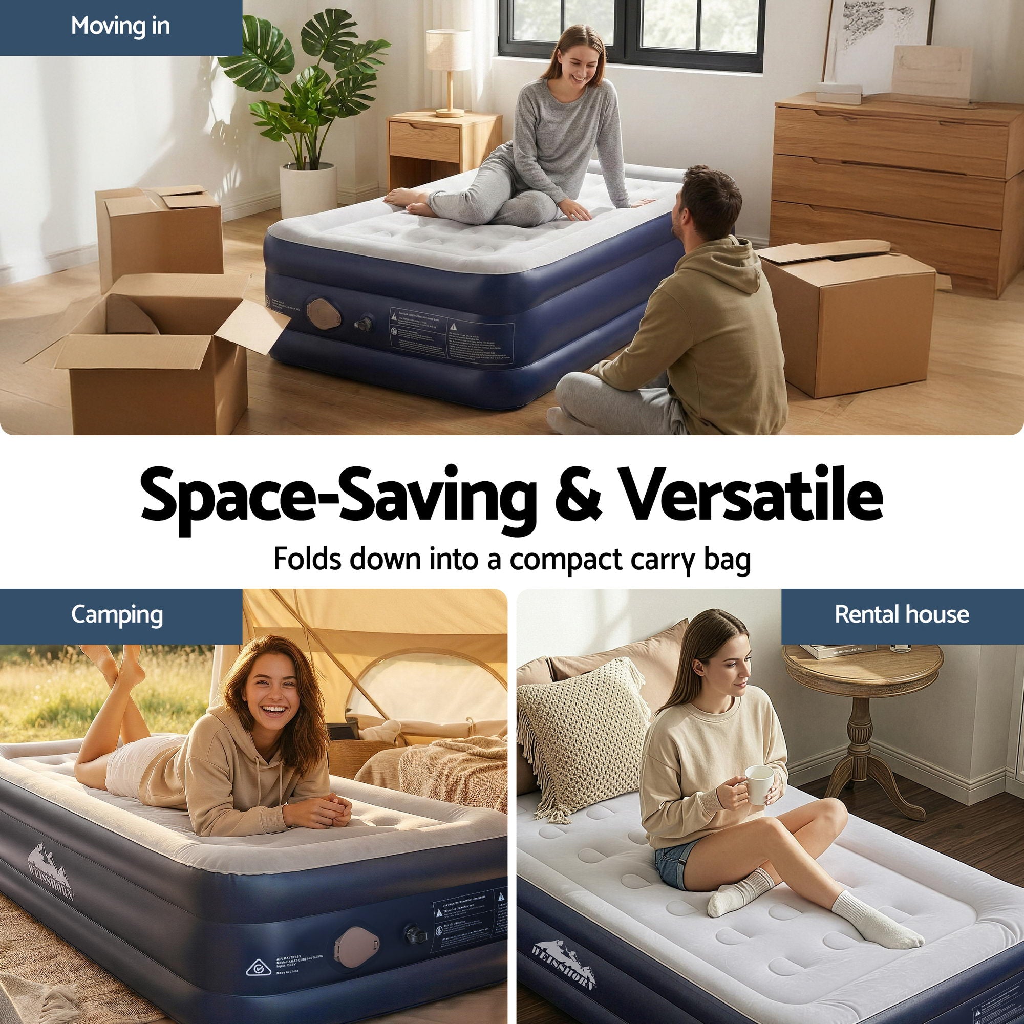 Single Inflatable Air Mattress Bed 46cm Cube - Blue