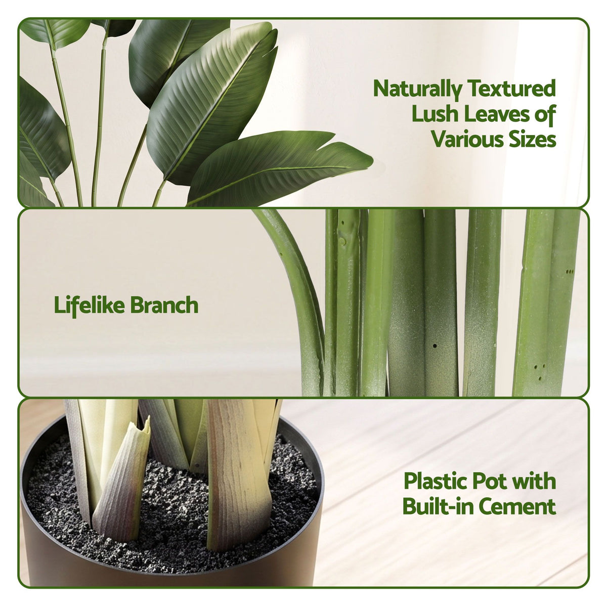 150cm Artificial Bird of Paradise Plant with Lifelike Textured Leaves Wipe-Clean Indoor Decor