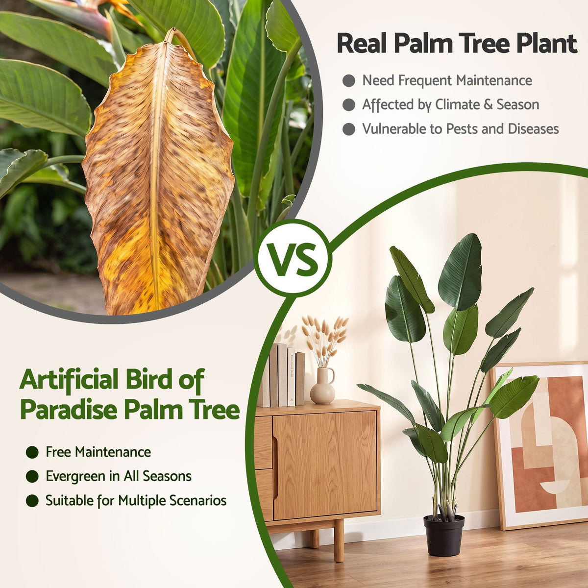150cm Artificial Bird of Paradise Plant with Lifelike Textured Leaves Wipe-Clean Indoor Decor