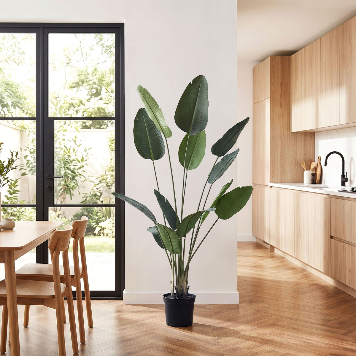 150cm Artificial Bird of Paradise Plant with Lifelike Textured Leaves Wipe-Clean Indoor Decor