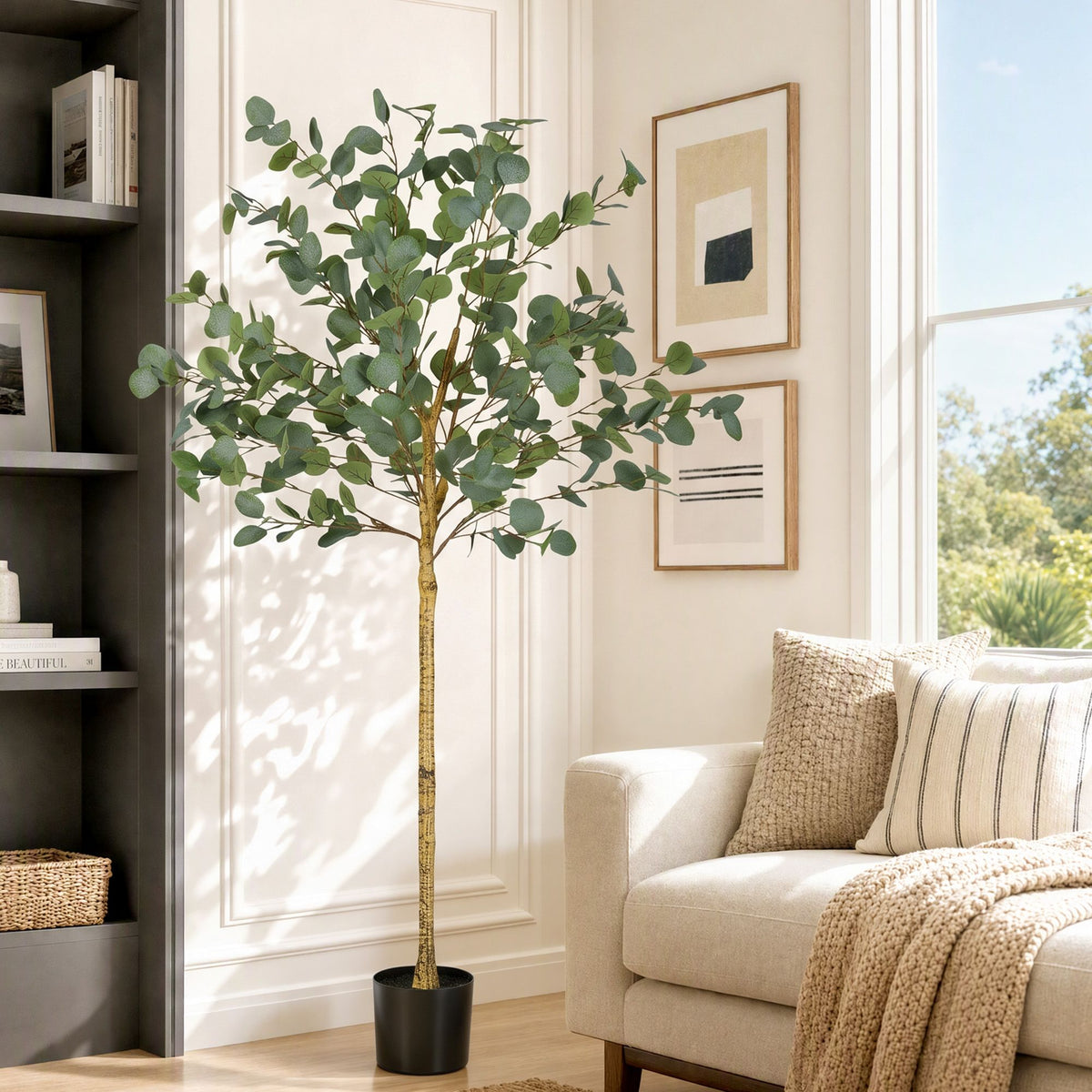 150cm Artificial Eucalyptus Tree with Realistic Textured Leaves for Indoor Decor