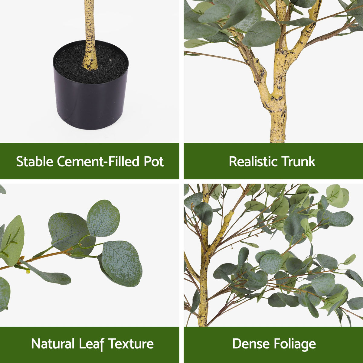 150cm Artificial Eucalyptus Tree with Realistic Textured Leaves for Indoor Decor