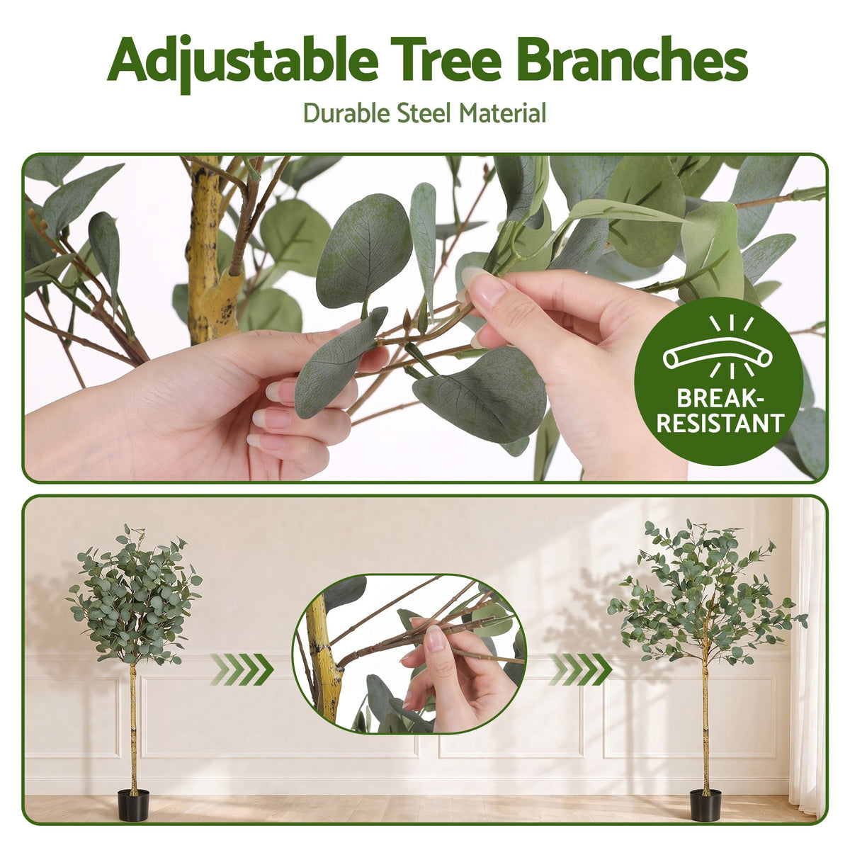 150cm Artificial Eucalyptus Tree with Realistic Textured Leaves for Indoor Decor