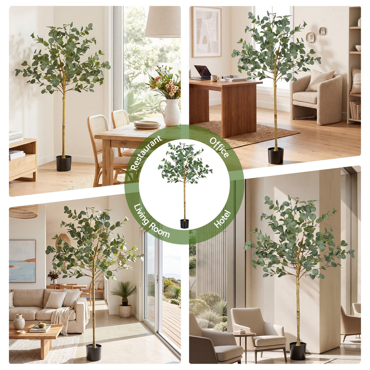 150cm Artificial Eucalyptus Tree with Realistic Textured Leaves for Indoor Decor