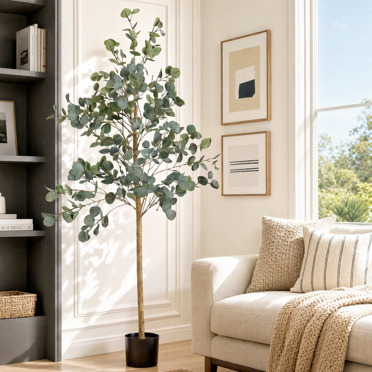 180cm Artificial Eucalyptus Tree with Realistic Textured Leaves for Indoor Decor - Green