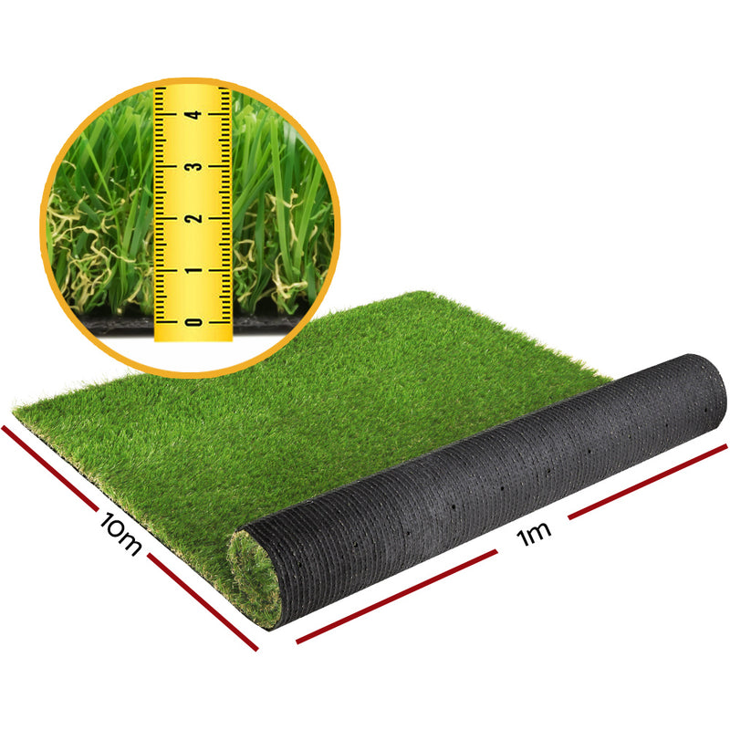 Primeturf Synthetic 40mm 0.95mx10m 9.5sqm Artificial Grass Fake Turf 4-coloured Plants Plastic Lawn