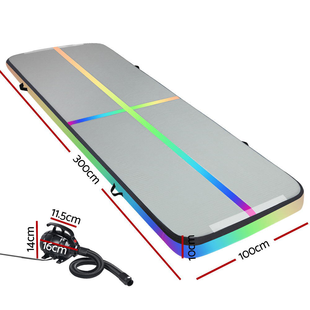Air Track Gymnastics Tumbling Exercise Mat Inflatable with Pump - Multi-Colour