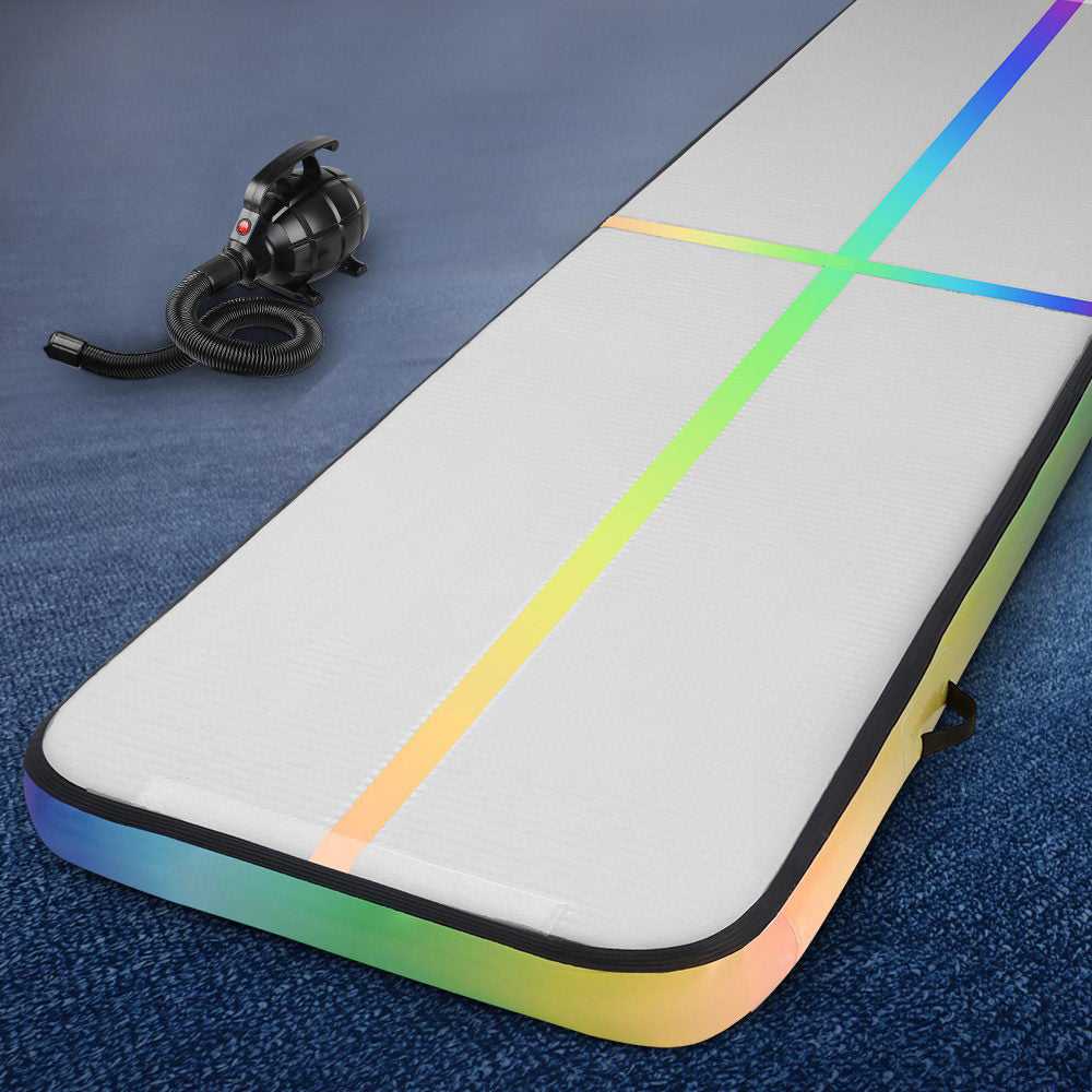 4M Inflatable Air Track Gymnastics Tumbling Exercise Mat with Pump - Multi-Colour