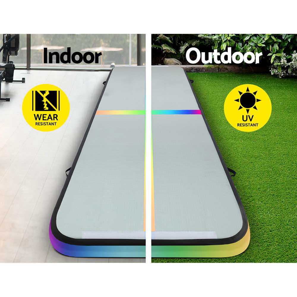 4M Inflatable Air Track Gymnastics Tumbling Exercise Mat with Pump - Multi-Colour