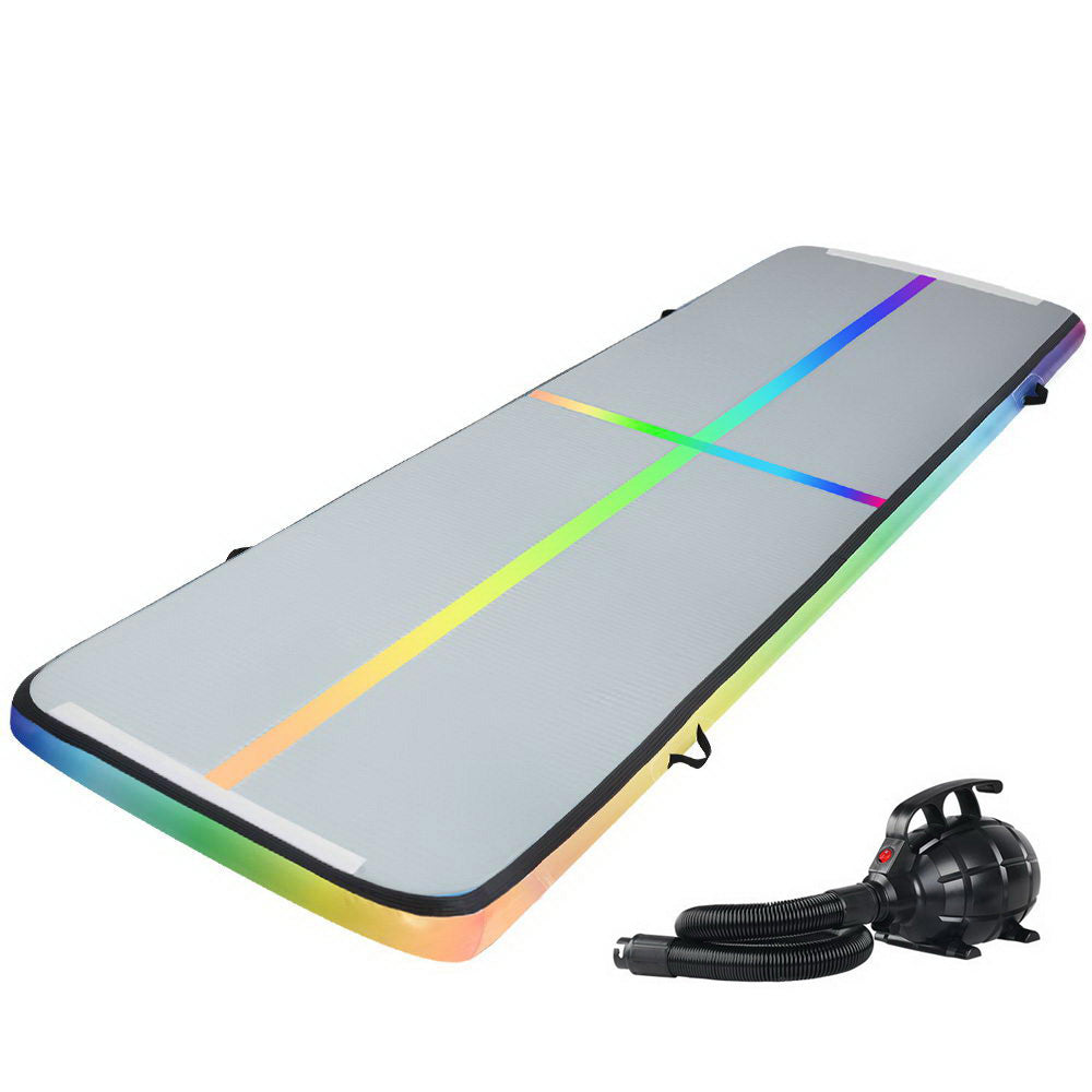 4M Inflatable Air Track Gymnastics Tumbling Exercise Mat with Pump - Multi-Colour