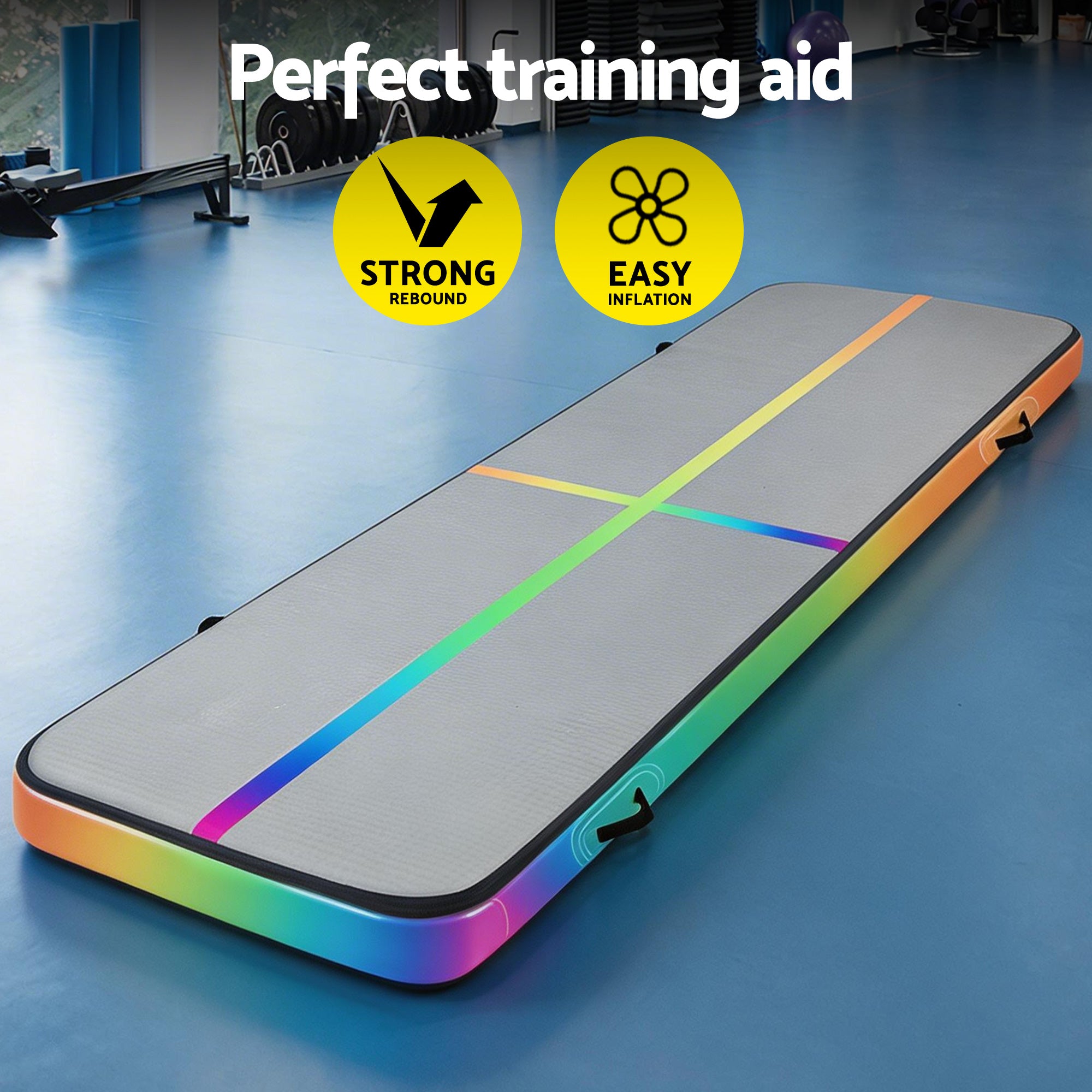 4M Inflatable Air Track Gymnastics Tumbling Exercise Mat - Multi-Colour
