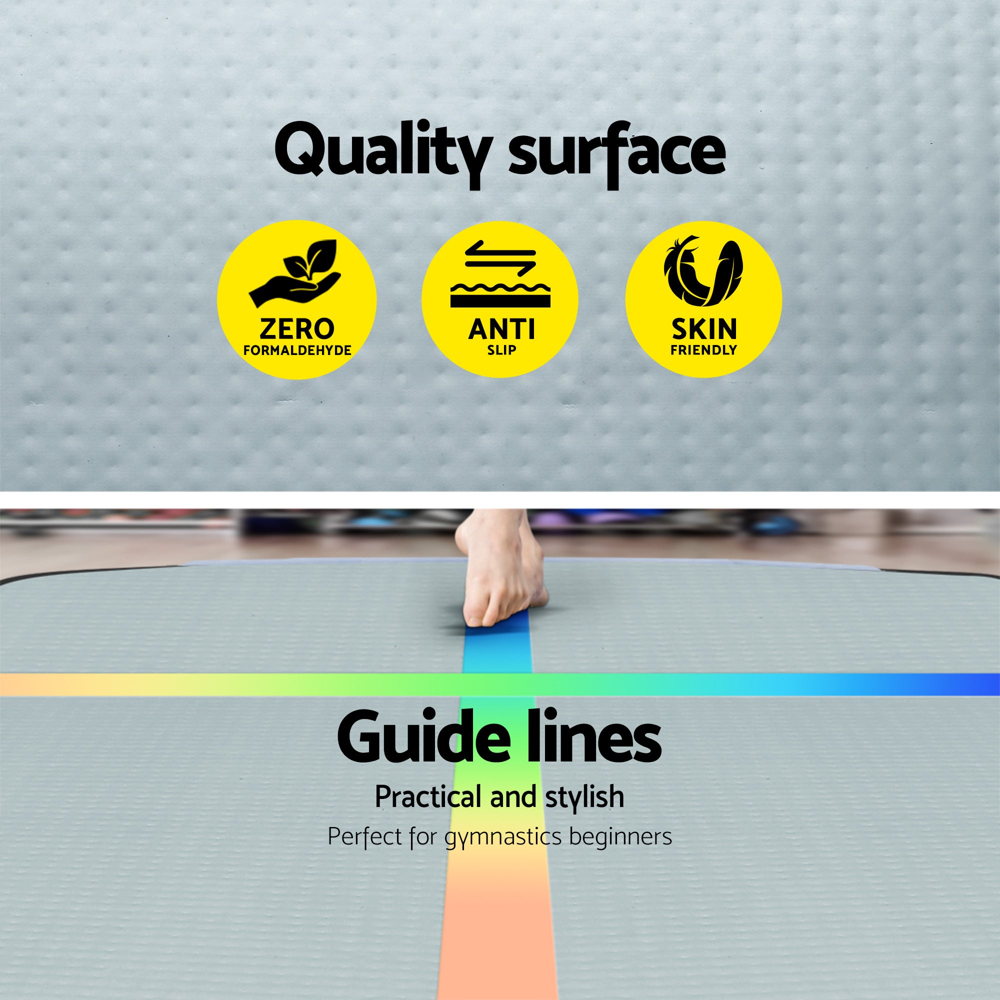 4M Inflatable Air Track Gymnastics Tumbling Exercise Mat - Multi-Colour