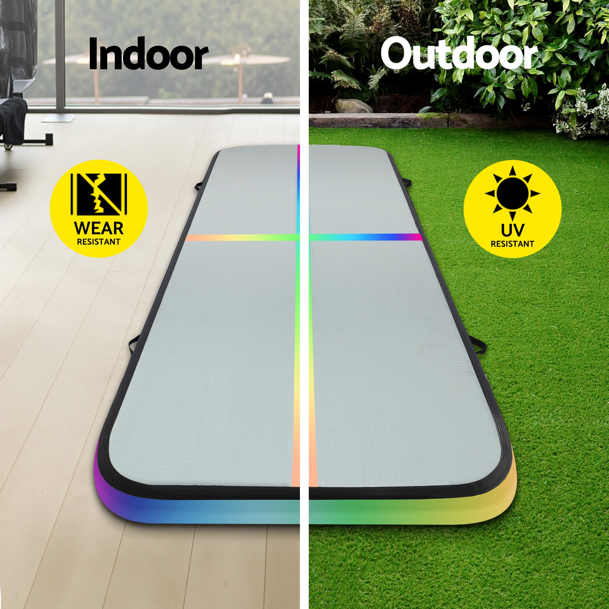 4M Inflatable Air Track Gymnastics Tumbling Exercise Mat - Multi-Colour