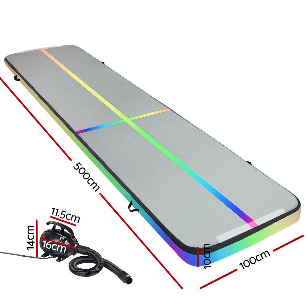 5M Inflatable Air Track Gymnastics Tumbling Exercise Mat with Pump - Colour