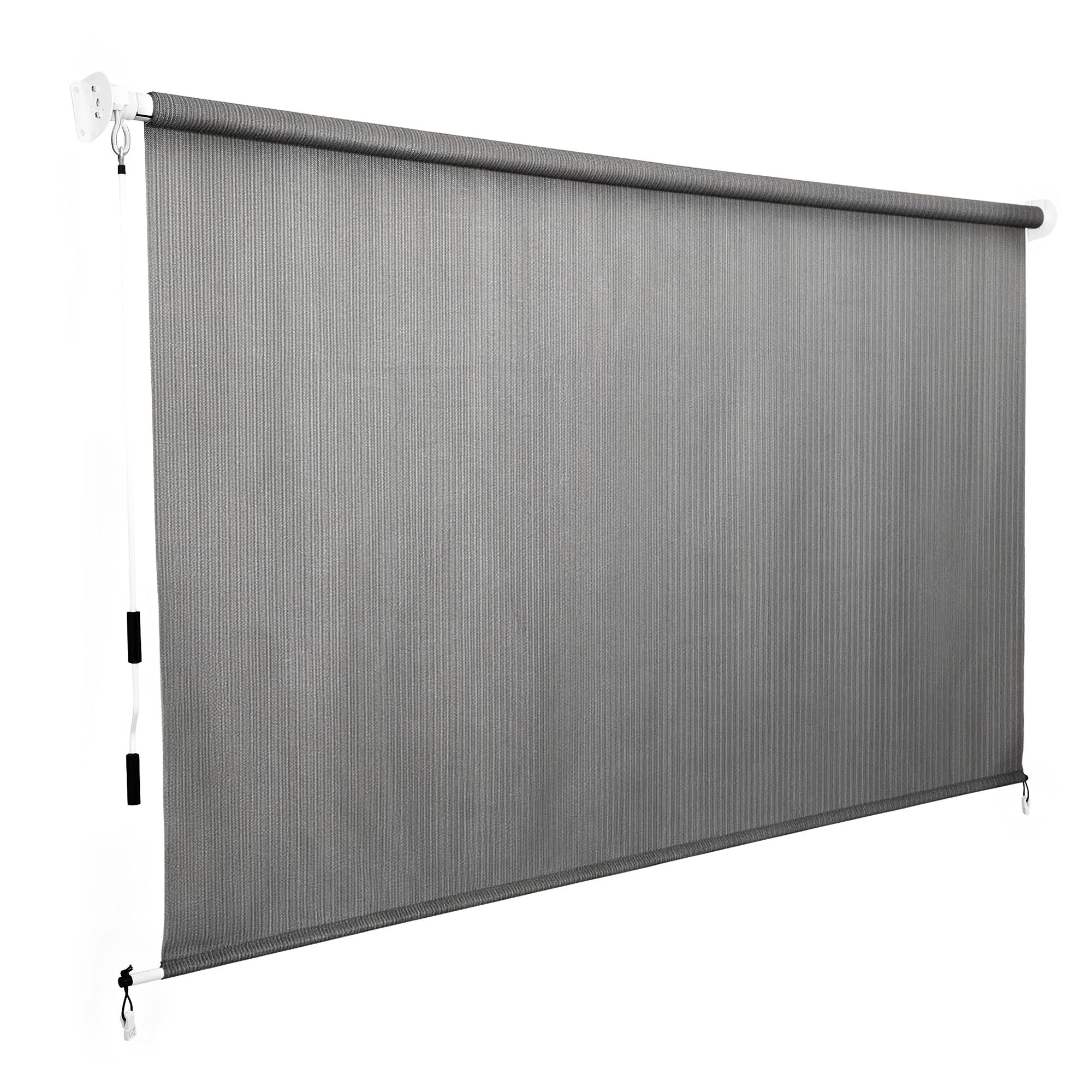 3X2.5M HDPE Straight Drop Awning Outdoor Roller Blind Shade Screen Grey