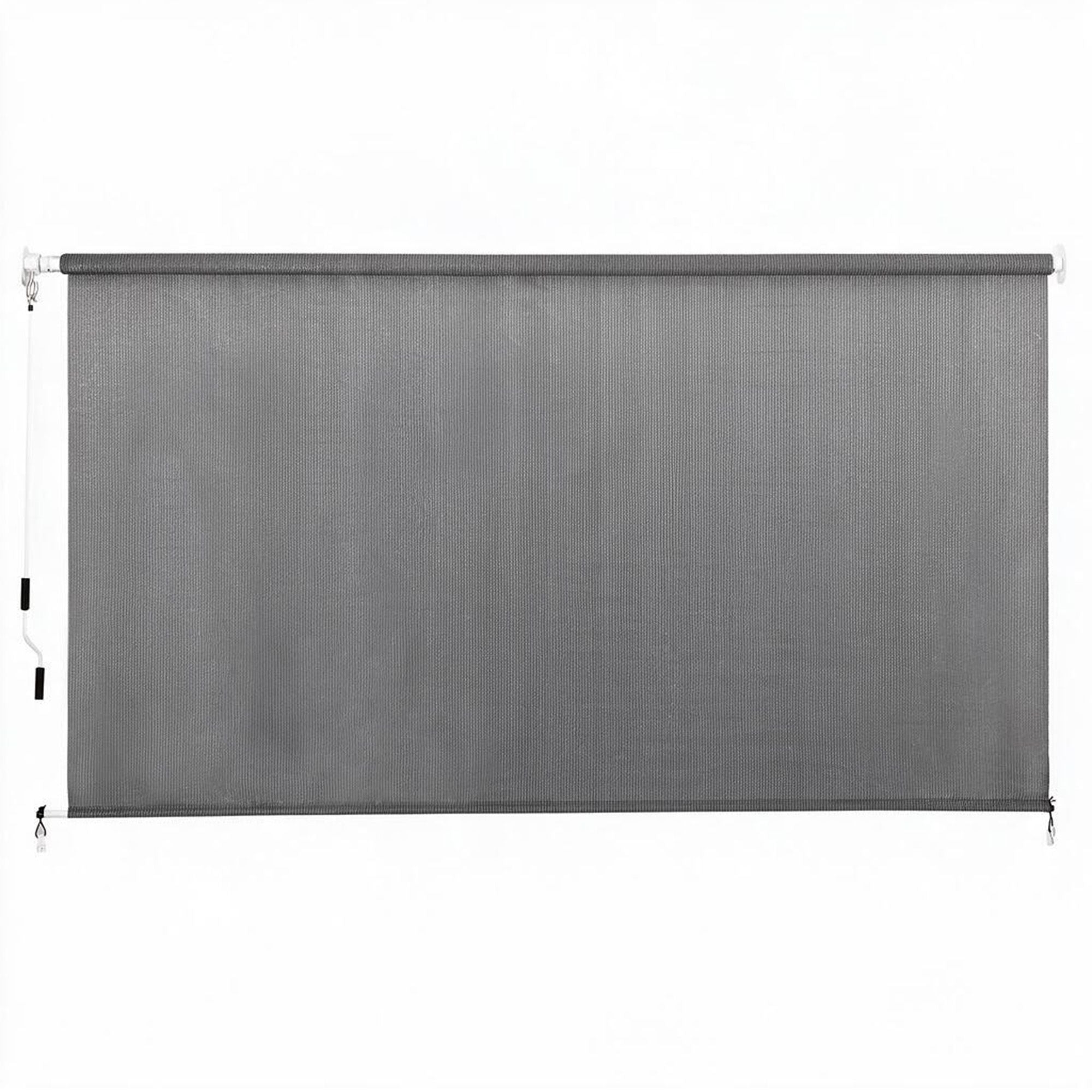 3X2.5M HDPE Straight Drop Awning Outdoor Roller Blind Shade Screen Grey