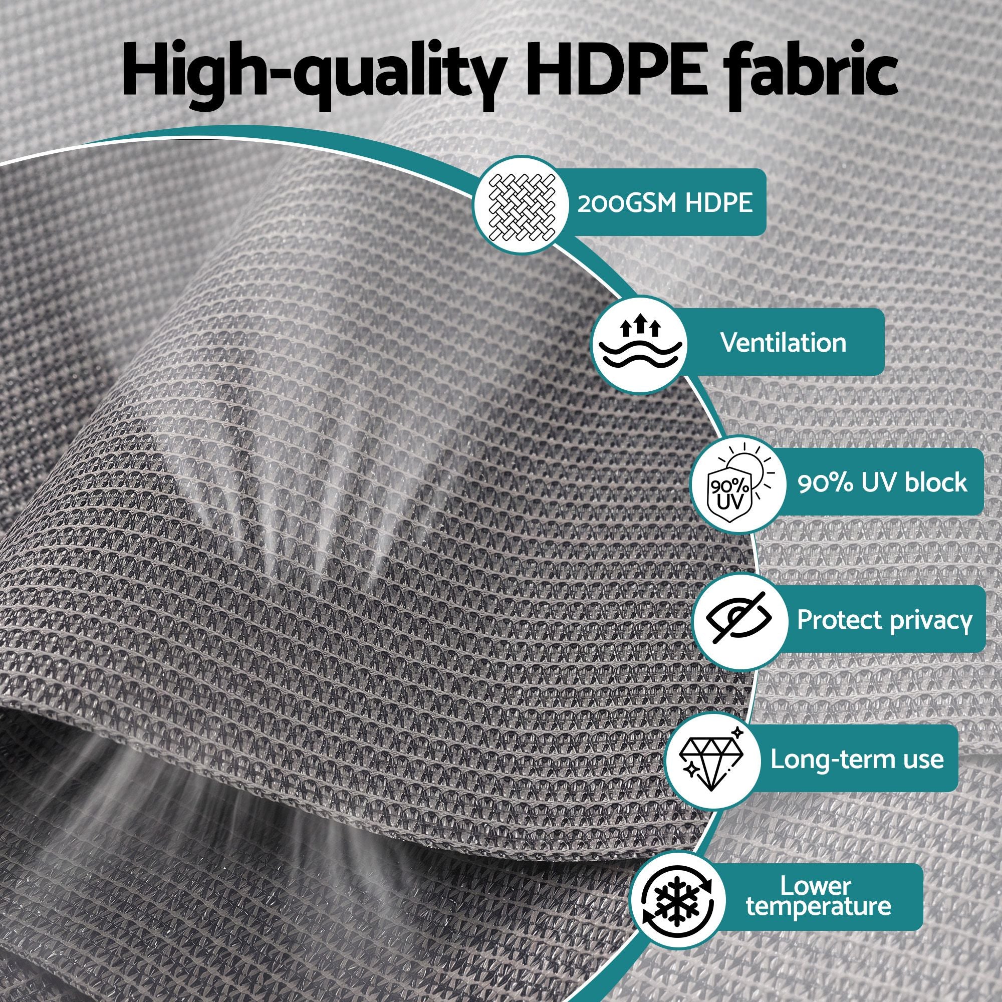 3X2.5M HDPE Straight Drop Awning Outdoor Roller Blind Shade Screen Grey