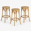 Bar Stools Set of 3 Kitchen Wooden Bar Stool Dining Chair 65cm