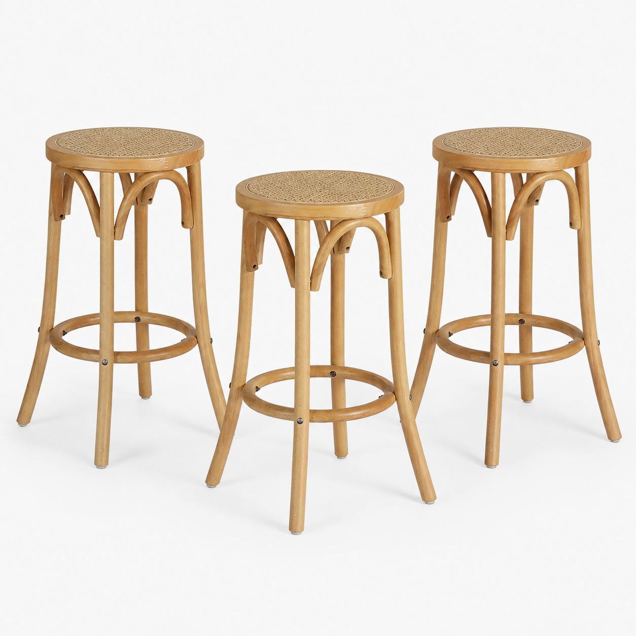 Bar Stools Set of 3 Kitchen Wooden Bar Stool Dining Chair 65cm