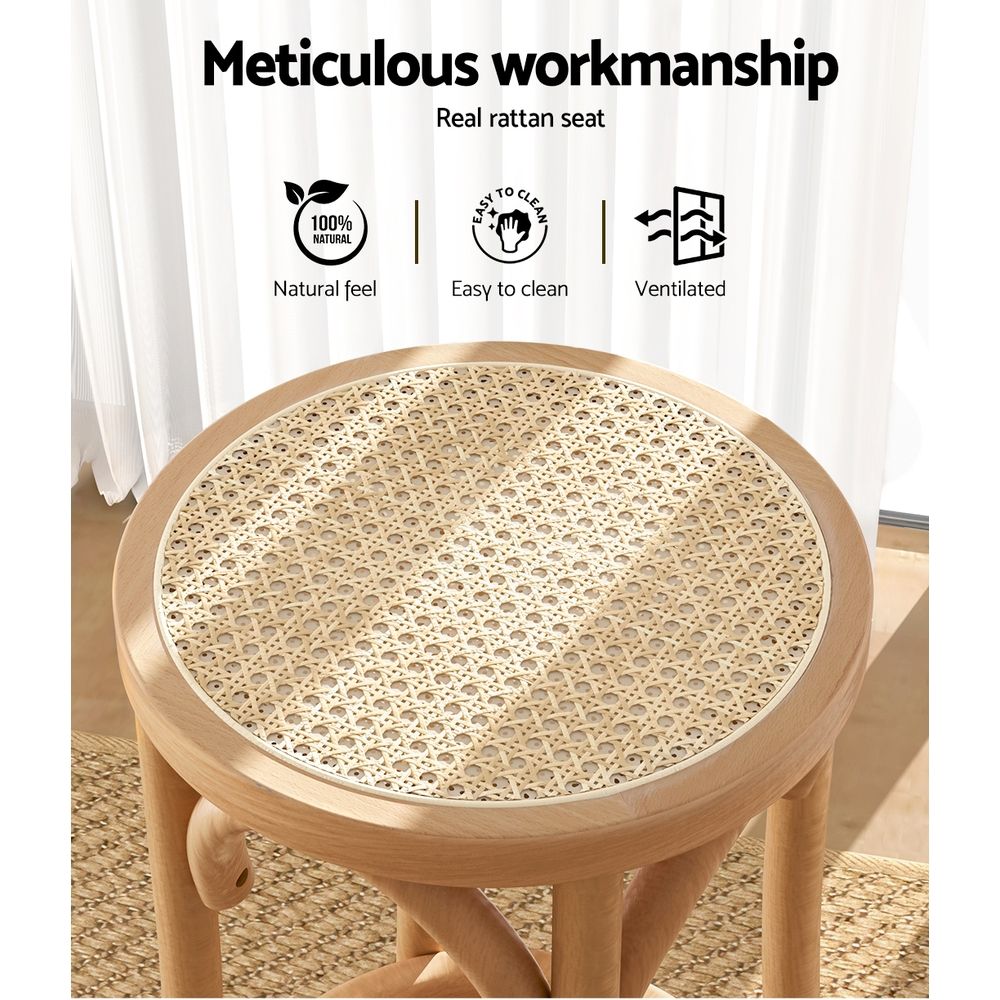 Bar Stools Set of 3 Kitchen Wooden Bar Stool Dining Chair 65cm