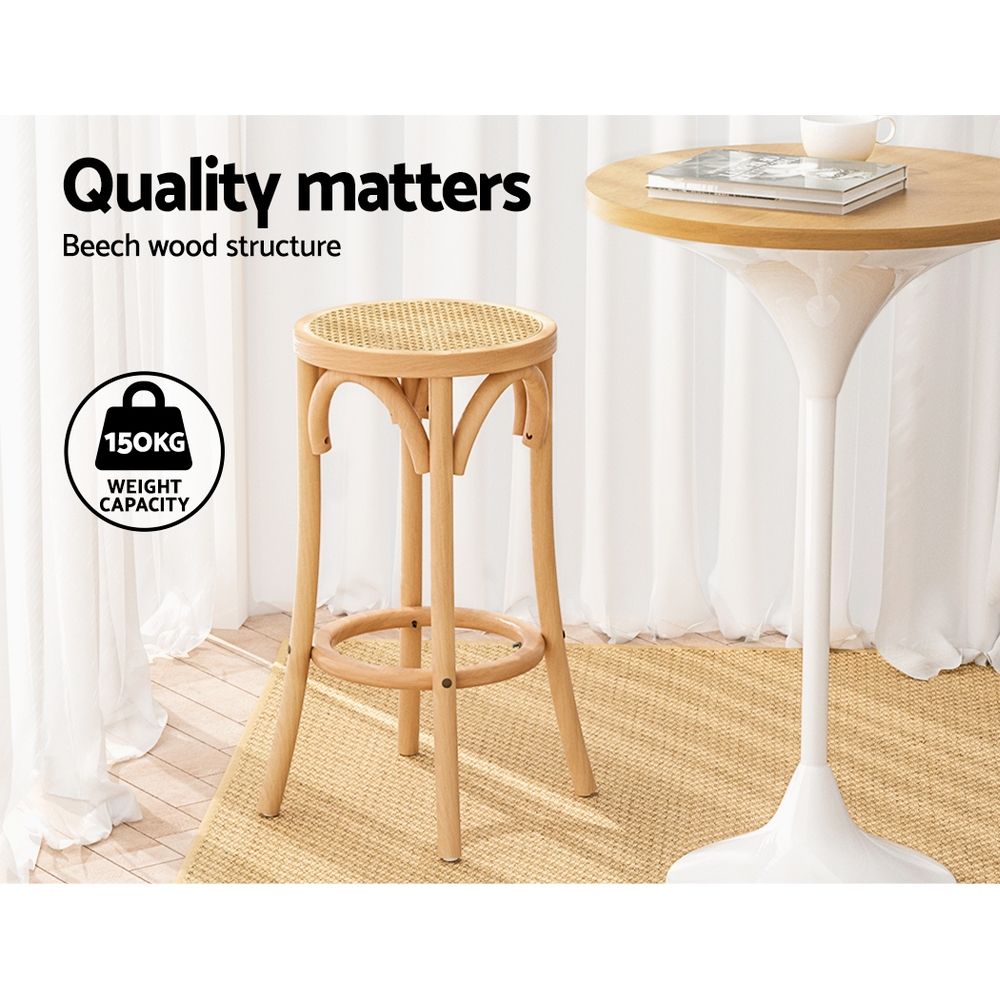 Bar Stools Set of 3 Kitchen Wooden Bar Stool Dining Chair 65cm