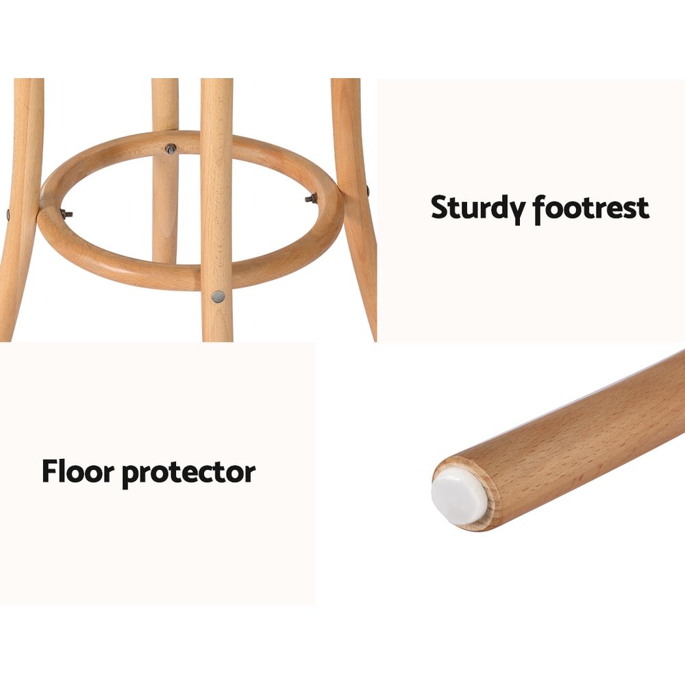 Bar Stools Set of 3 Kitchen Wooden Bar Stool Dining Chair 65cm