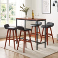 5-Piece Bar Table and Stools Set with PU Leather Seats and MDF Tabletop - Black Walnut
