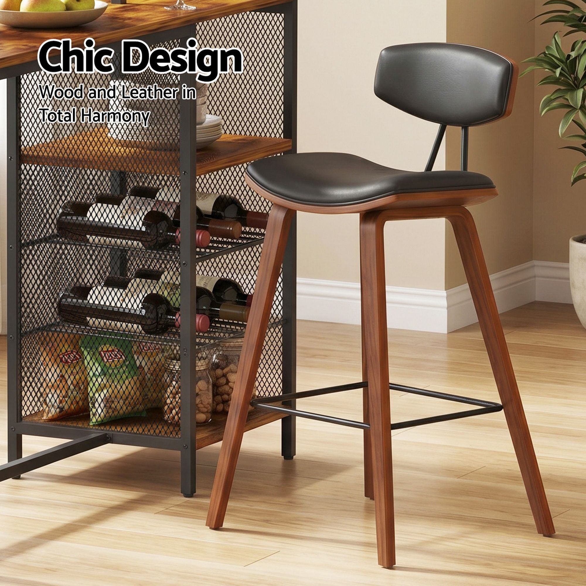 3-Piece Solid Wood Bar Table and Stools Set for Kitchen and Cafe - Walnut