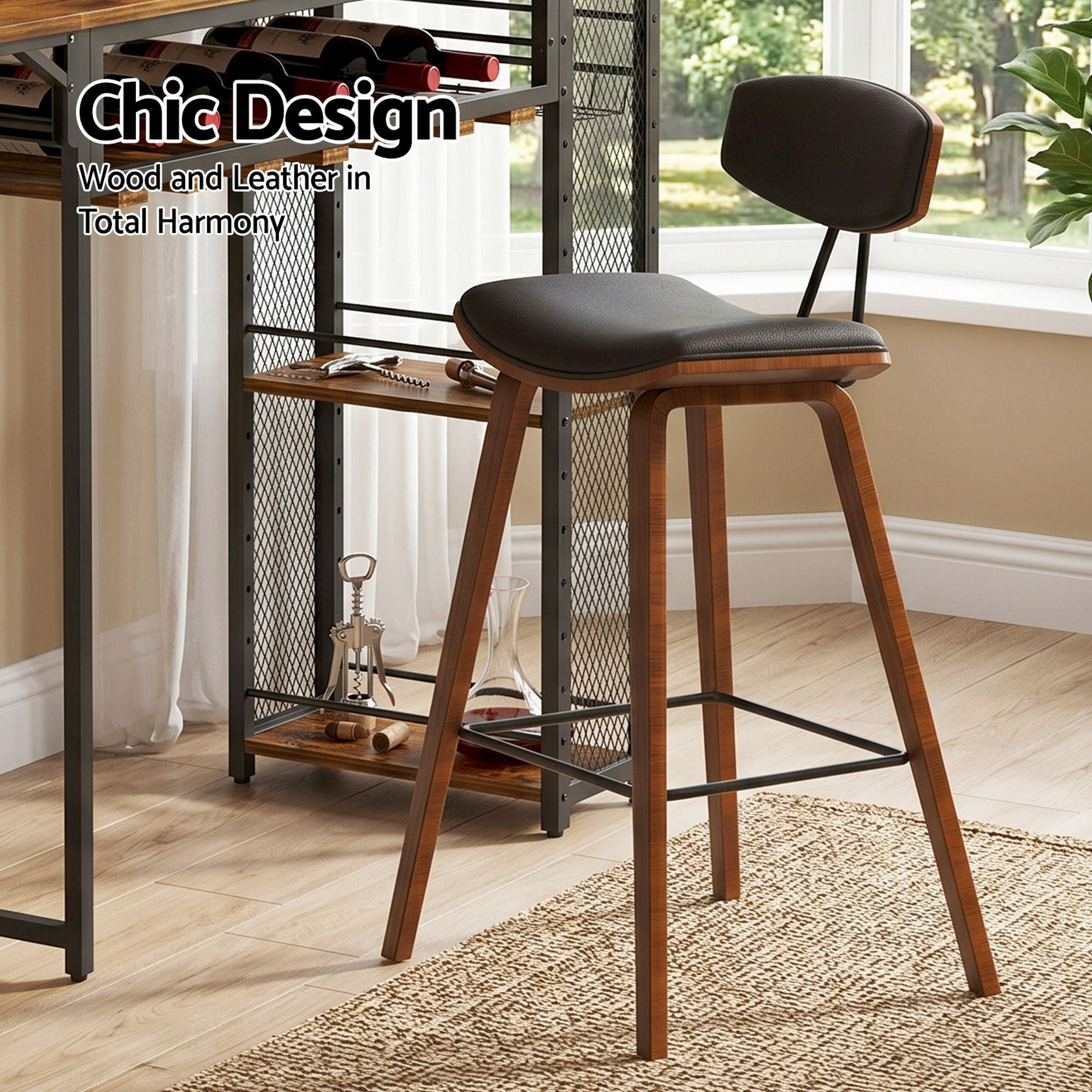 3PCS Solid Wood Bar Table and Stools Set for Kitchen Dining Cafe Pub - Walnut