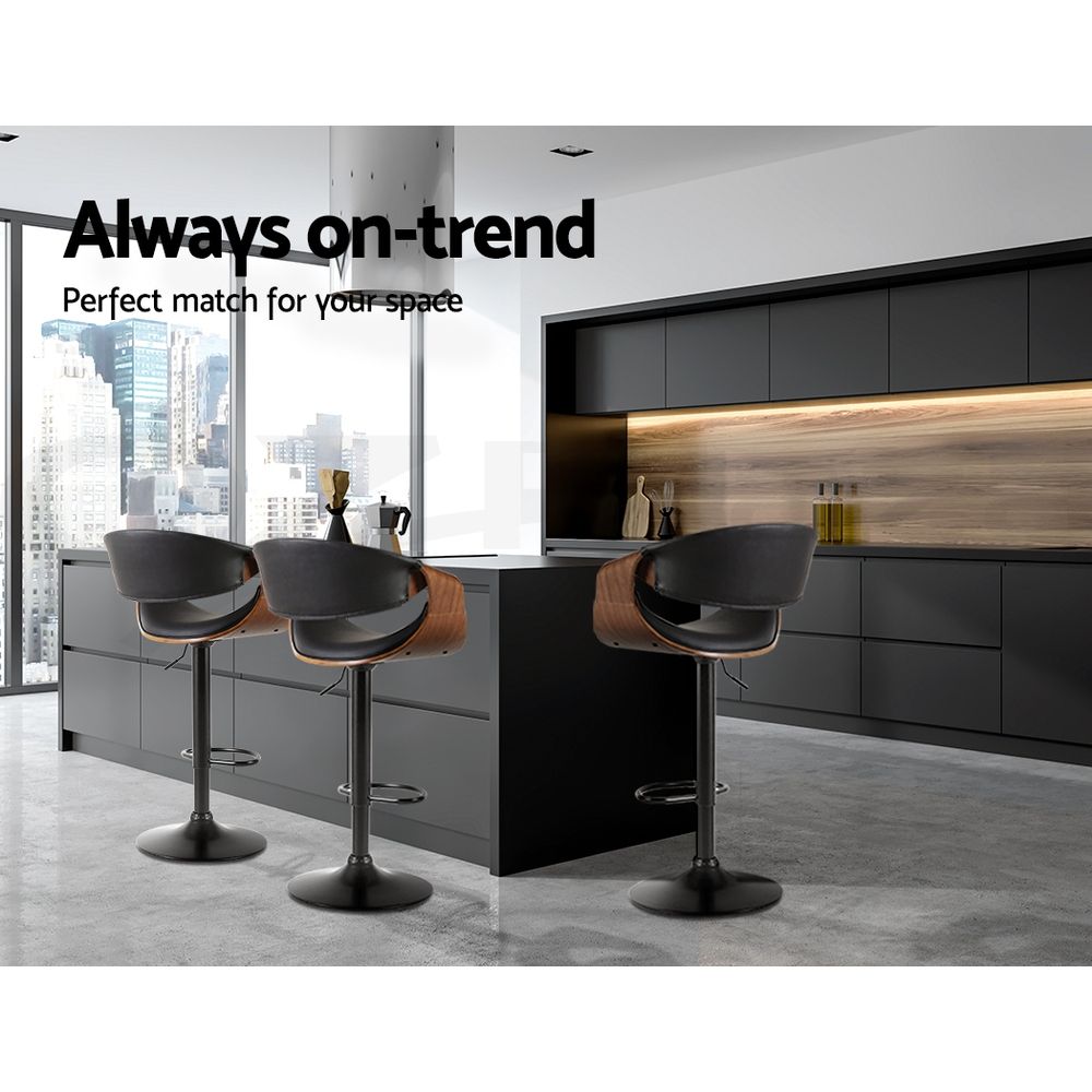 Bar Stools X3 Kitchen Counter Chair Gas Lift Swivel PU Ambrus Black