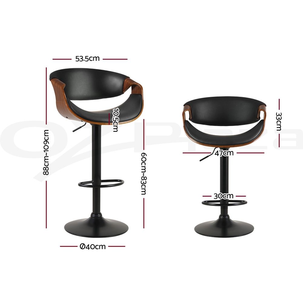 Bar Stools X3 Kitchen Counter Chair Gas Lift Swivel PU Ambrus Black