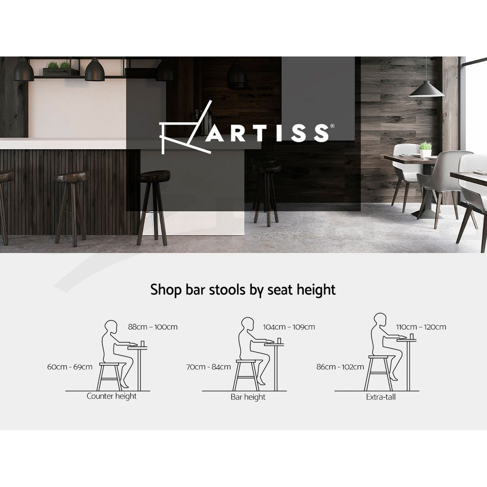 Bar Stools X3 Kitchen Counter Chair Gas Lift Swivel PU Ambrus Black