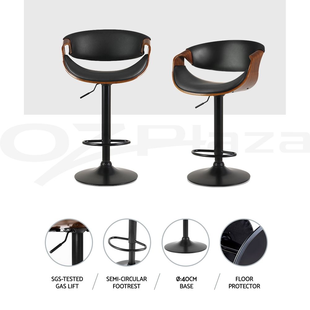 Bar Stools X3 Kitchen Counter Chair Gas Lift Swivel PU Ambrus Black