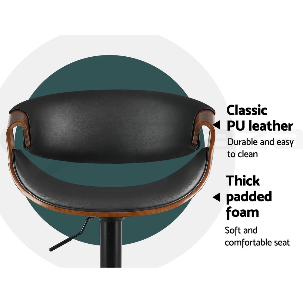 Bar Stools X3 Kitchen Counter Chair Gas Lift Swivel PU Ambrus Black