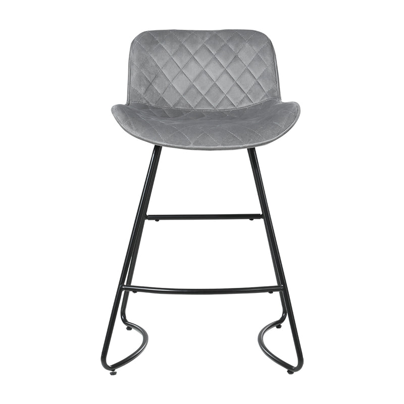 Set of 2 Flavian Velvet Bar Stools - Grey