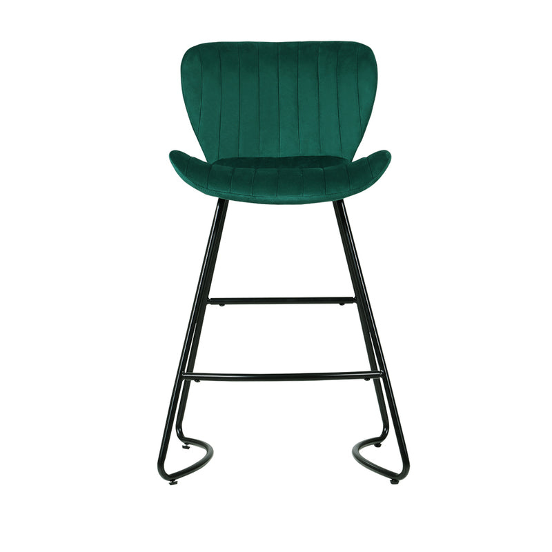 Set of 2 Kristlyn Velvet Bar Stools - Green