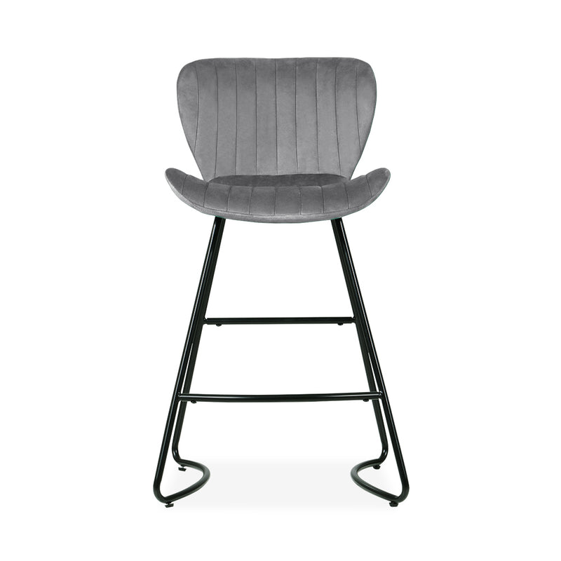 Set of 2 Kristlyn Velvet Bar Stools - Grey