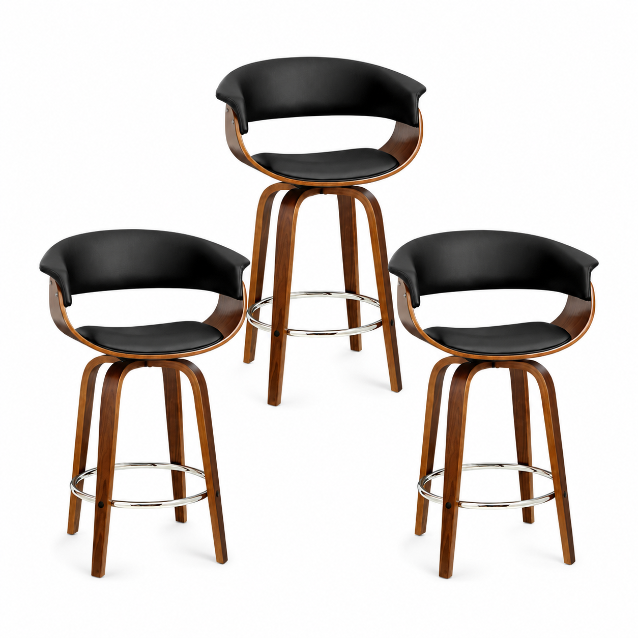 Atiss Bar Stools Set of 3 Kitchen Wooden Bar Stool Dining Chair 65cm