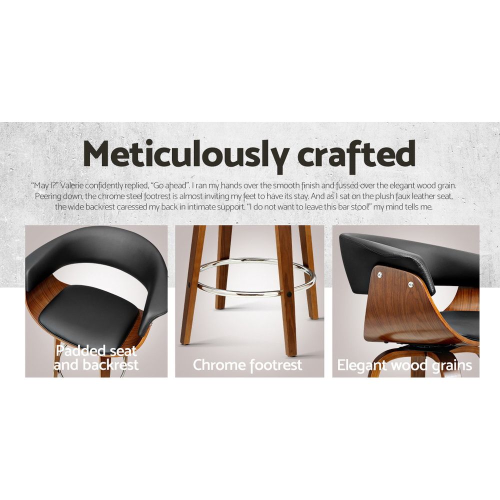 Atiss Bar Stools Set of 3 Kitchen Wooden Bar Stool Dining Chair 65cm
