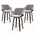 Bar Stools Set of 3 Kitchen Wooden Bar Stool Dining Chair Swivel Velvet