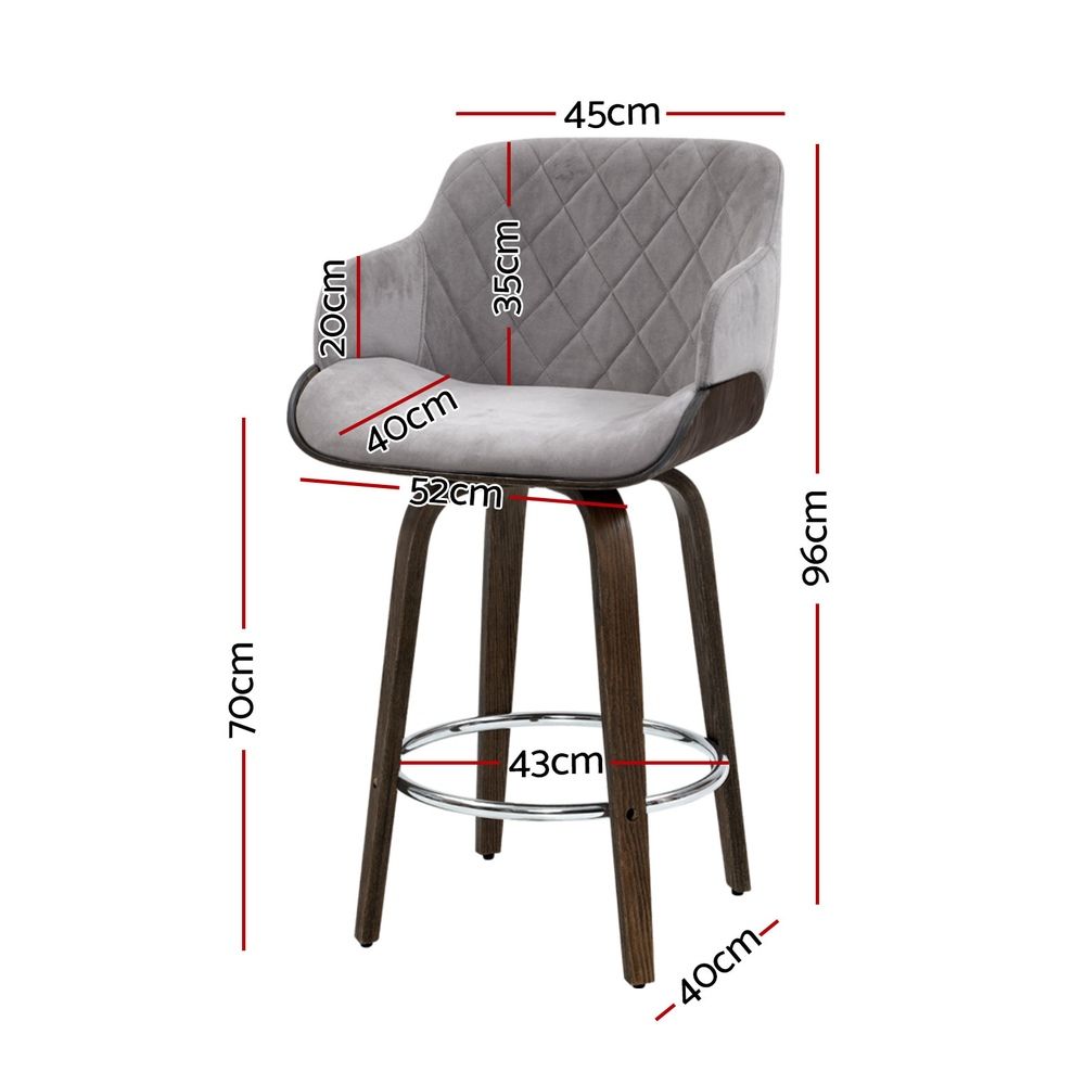 Bar Stools Set of 3 Kitchen Wooden Bar Stool Dining Chair Swivel Velvet