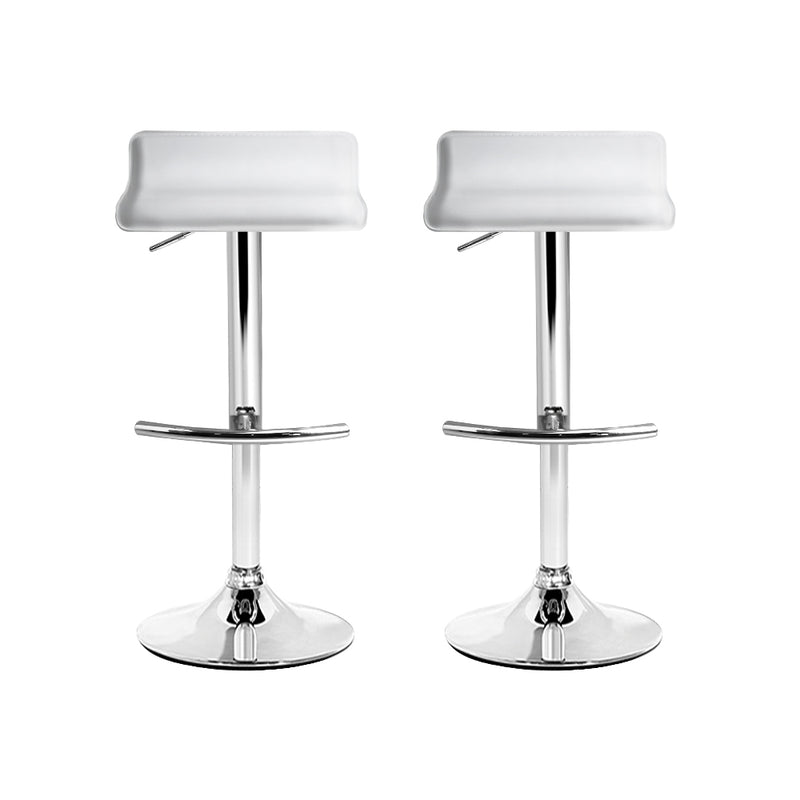 Set of 2 PU Leather Wave Style Bar Stools - White