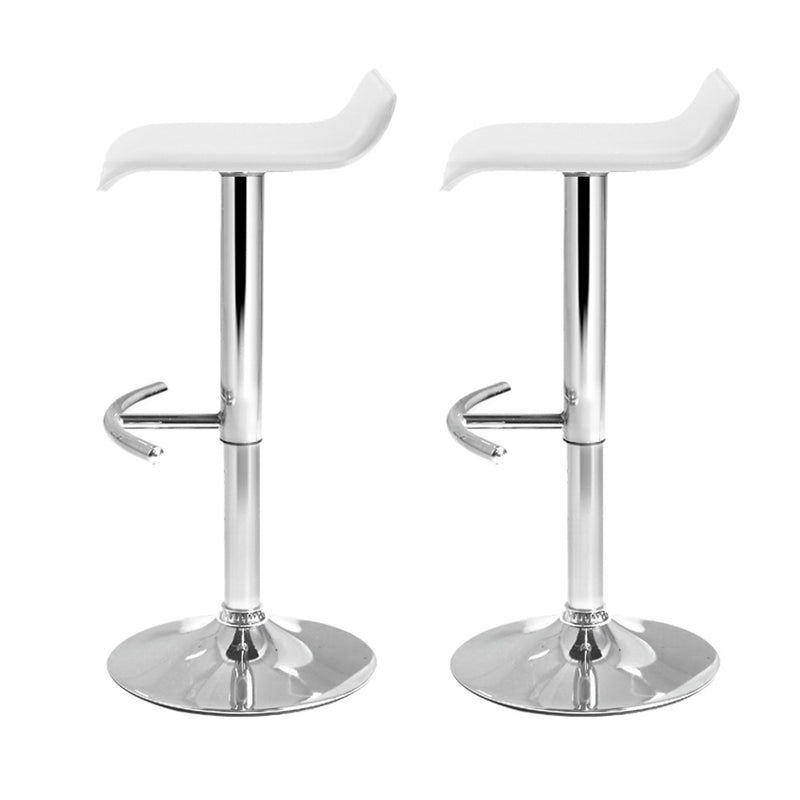 Set of 2 PU Leather Wave Style Bar Stools - White