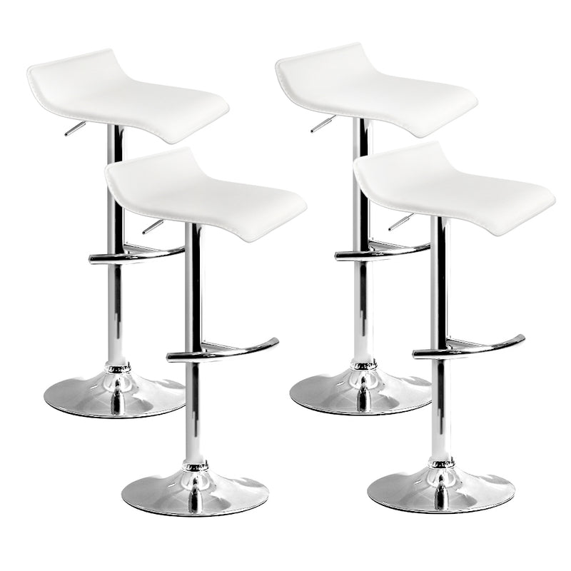 4x Bar Stools SENA Kitchen Swivel Bar Stool Leather Chairs Gas Lift White