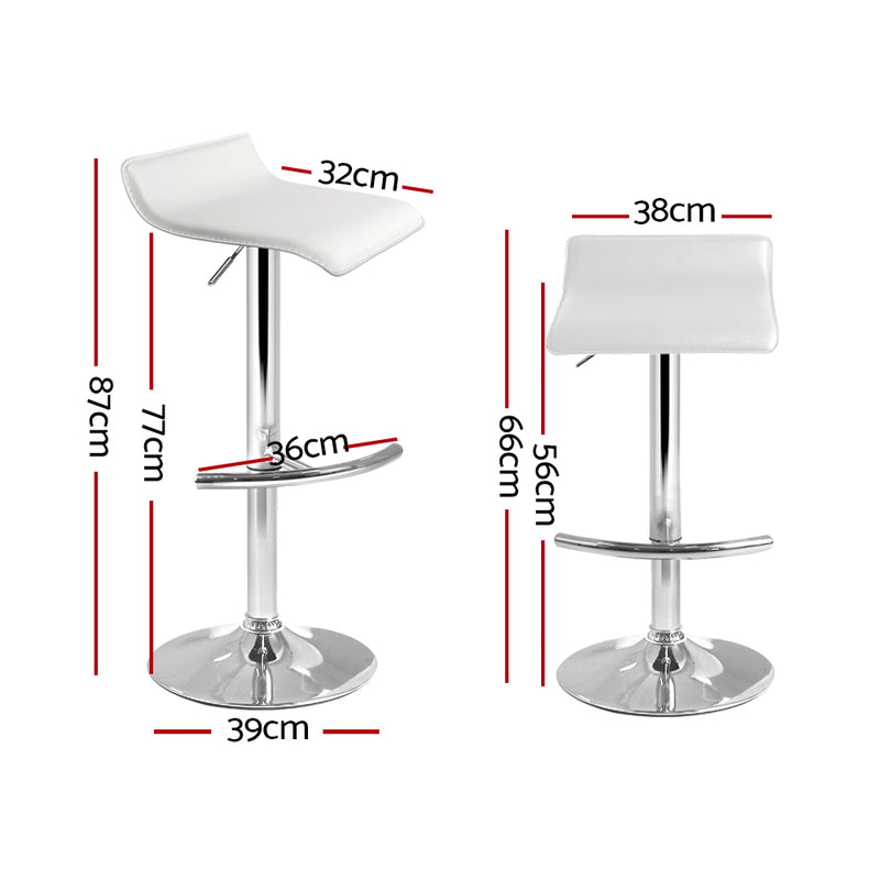 4x Bar Stools SENA Kitchen Swivel Bar Stool Leather Chairs Gas Lift White