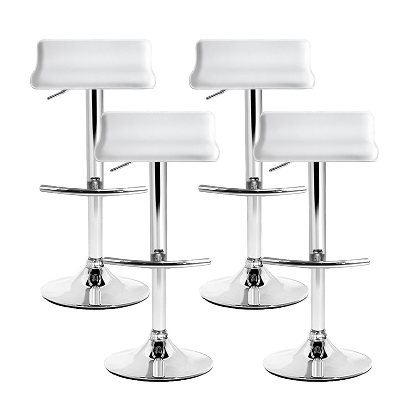 4x Bar Stools SENA Kitchen Swivel Bar Stool Leather Chairs Gas Lift White